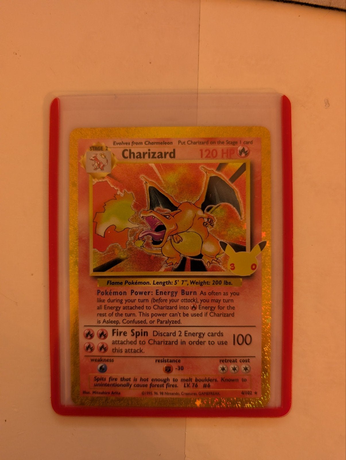 Pokemon Charizard (30C BS 4) 30th Anniversary, Ophalen of Verzenden, Zo goed als nieuw