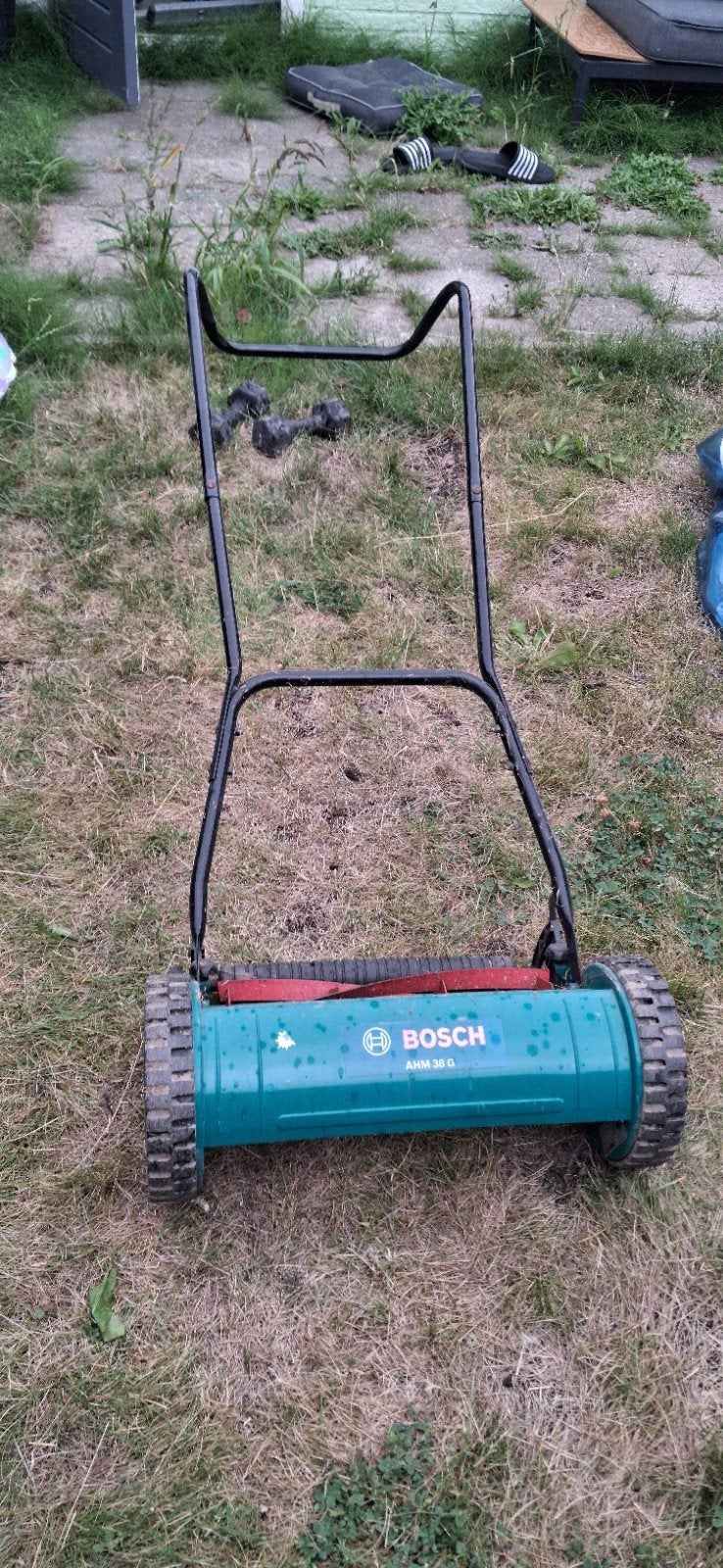 Bosch handgrasmaaier AHM 38 G - Gebruikt, goede staat, Ophalen, Gebruikt, Handgrasmaaier, 30 t/m 39 cm
