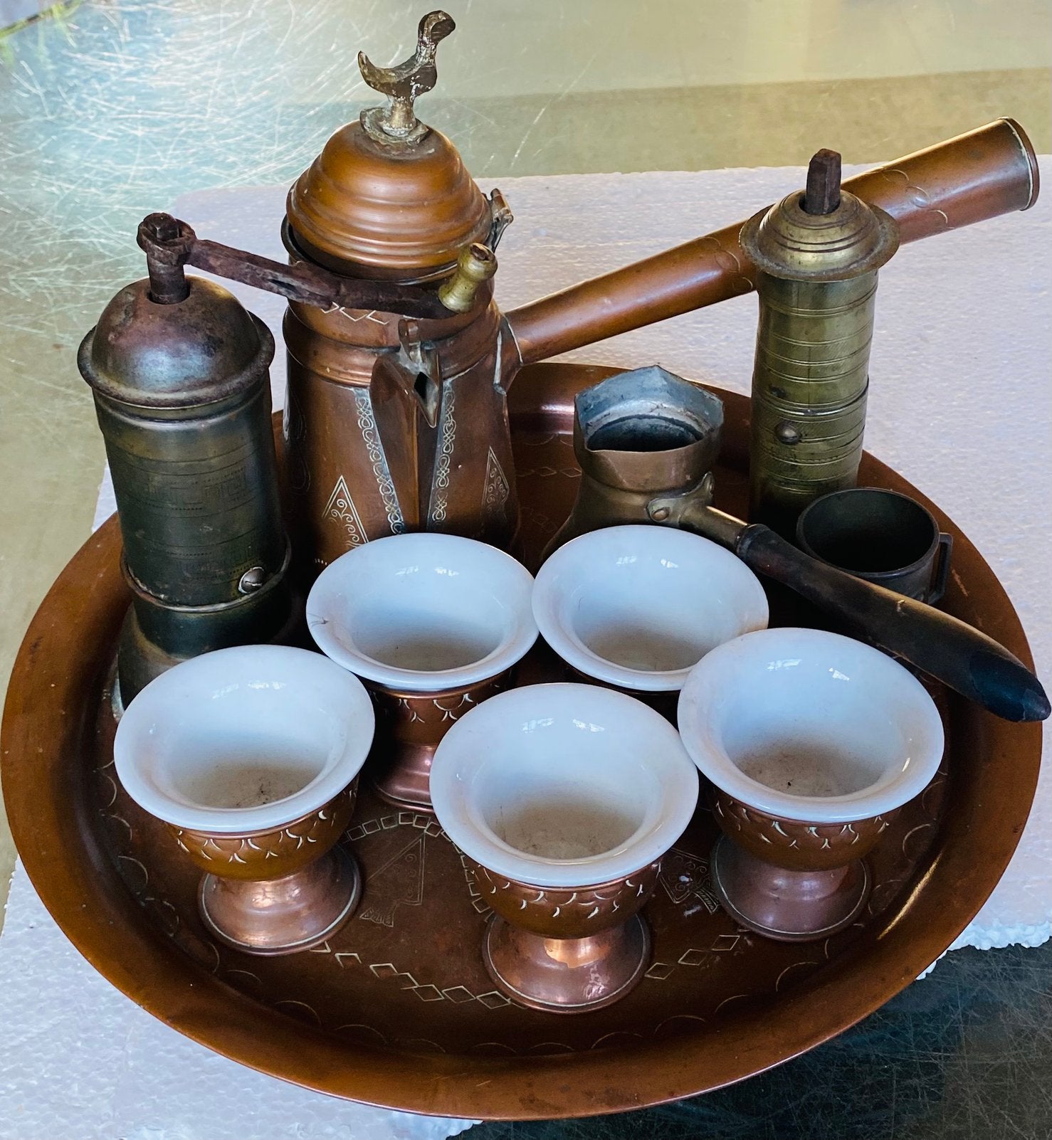 Compleet Turks Koffie stel, Ophalen of Verzenden, Porselein, Overige stijlen, Overige typen