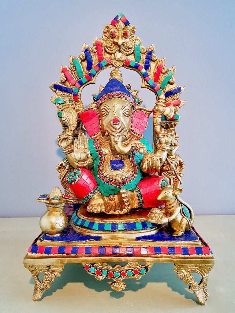GANESHA BRONS STONEWORK 45 CM (11,3 KG)!, Ophalen of Verzenden, Brons, 20 - 50 cm, Azië