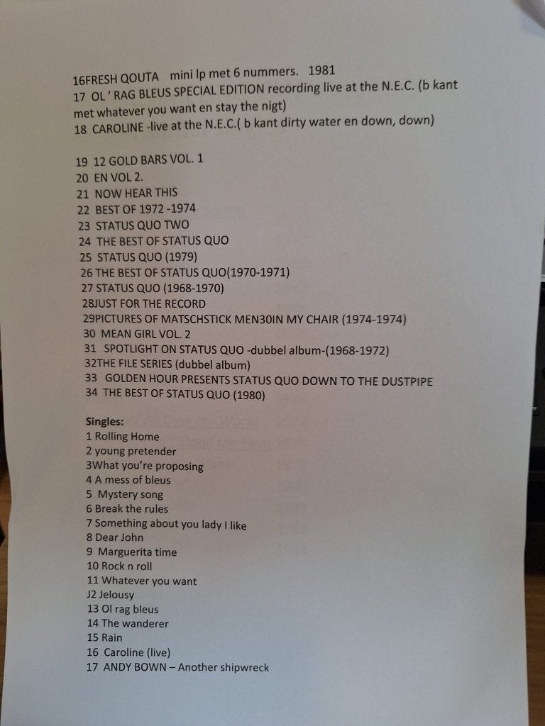 Verzameling LP'S en Singels Status Quo, Ophalen of Verzenden, Gebruikt, Overige formaten, Poprock