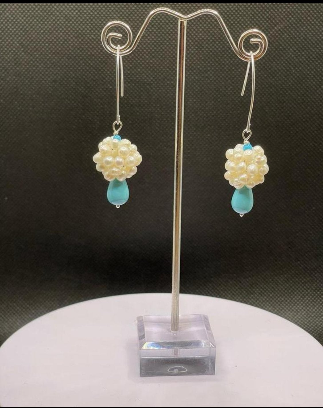 Turquoise Schelp , zoetwater Parel oorbellen 925 Zilver, Sieraden, Tassen en Uiterlijk, Edelstenen, Ophalen of Verzenden, Nieuw