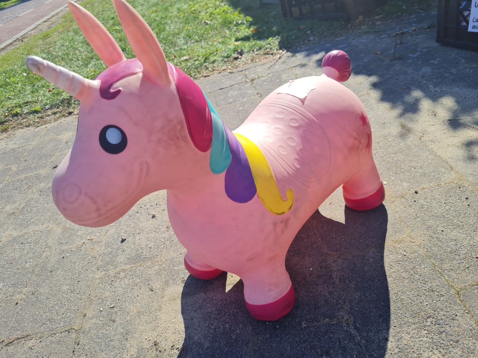 Skippy unicorn - Roze opblaas eenhoorn springdier, Ophalen