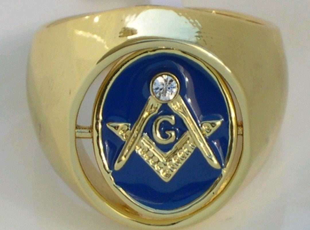 Maconnieke Swivel Spinner Ring - Goudkleurig, Sieraden, Tassen en Uiterlijk, Ringen, Ophalen of Verzenden, Nieuw, Goud, Heer