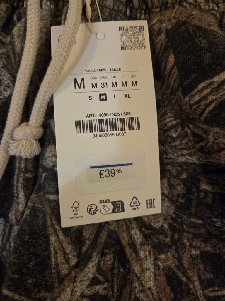 Zara broek met print, maat M, Overige kleuren, Zara, Maat 48/50 (M), Nieuw
