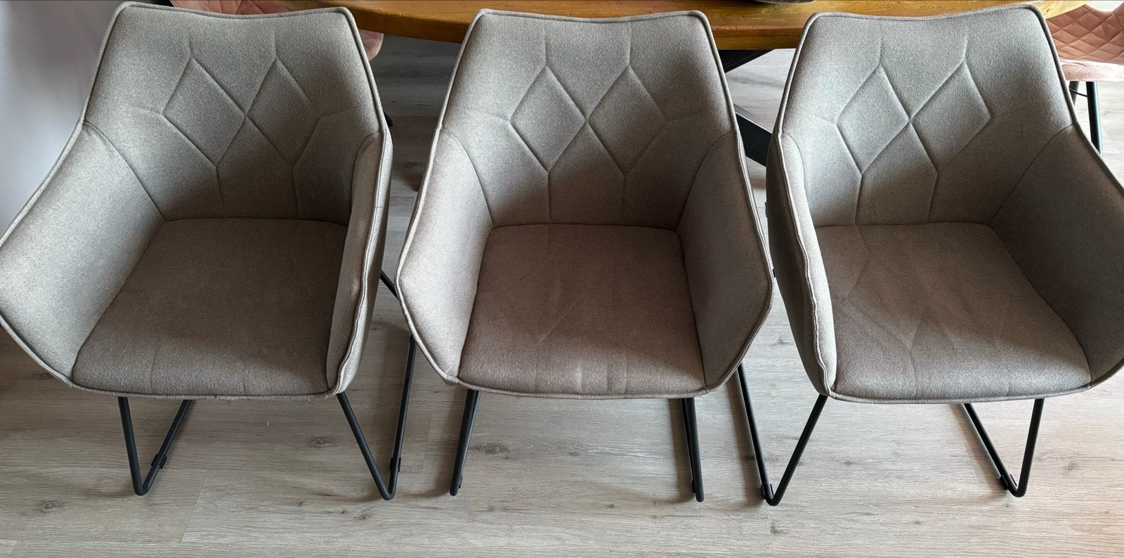 Riviera Maison Eetkamerstoelen 3 stuks- Beige/Grijs, Huis en Inrichting, Gebruikt, Overige kleuren, Ophalen of Verzenden, Eén