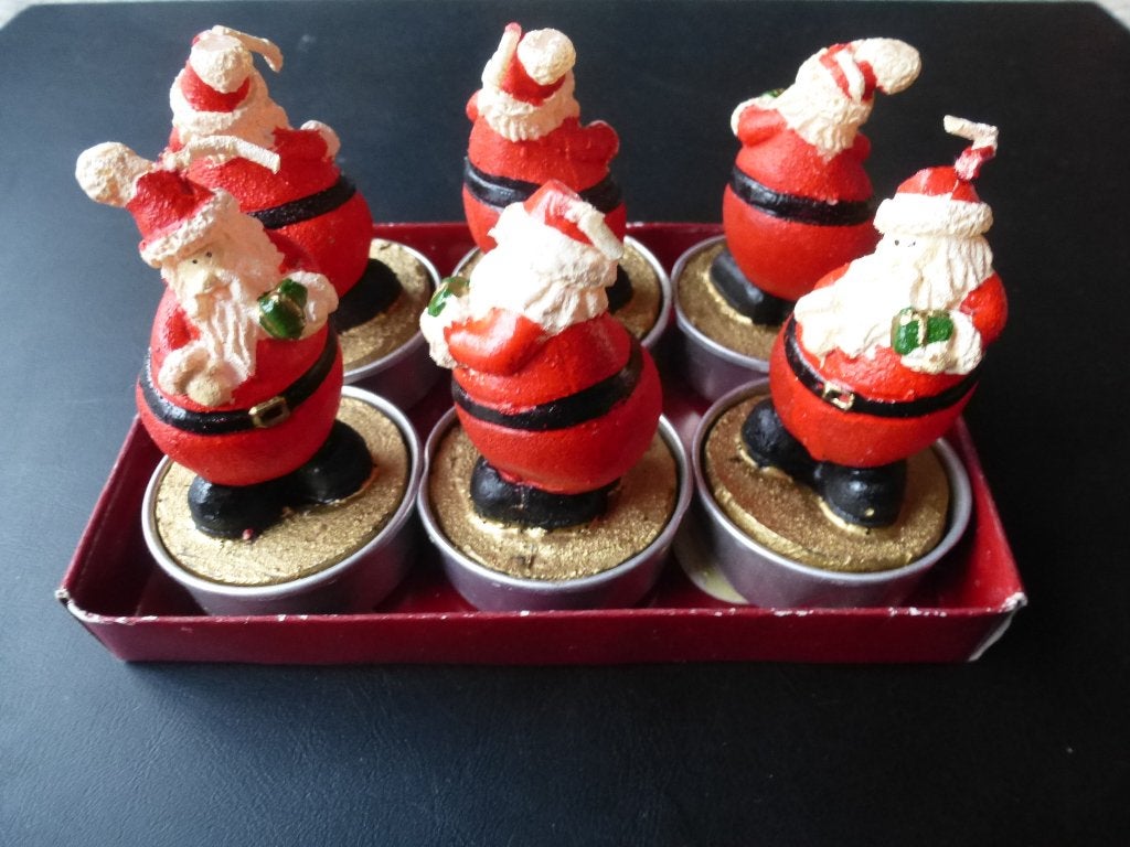 6 vintage kerstmannen als kaars, Overige materialen, Nieuw, Ophalen of Verzenden, Kaars