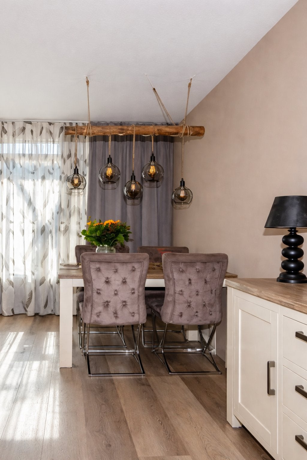 Plafond lamp Boomstam, Ophalen, Zo goed als nieuw, Hout, 75 cm of meer