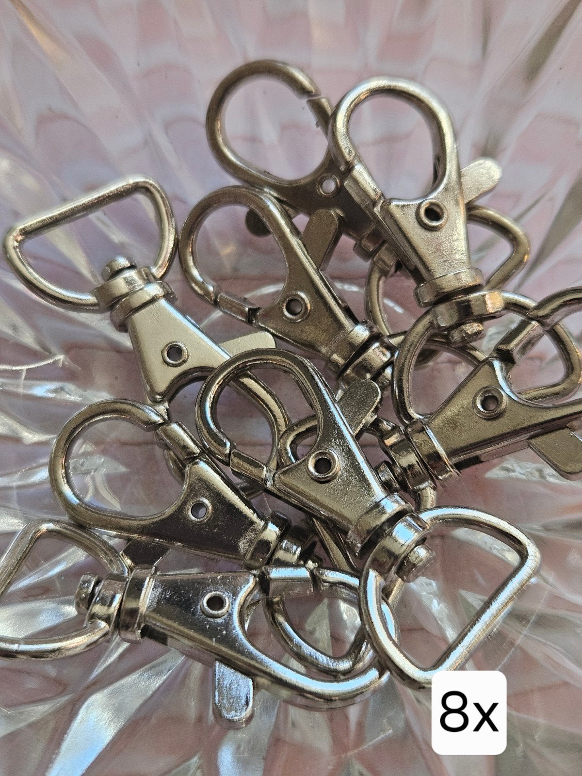 8x Karabijnhaak Sleutelhanger - Zilverkleurig, Ophalen of Verzenden, Nieuw, Overige typen