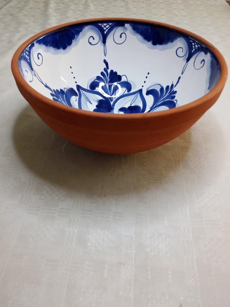 Terracotta schaal met geglazuurde binnenkant, Ophalen of Verzenden