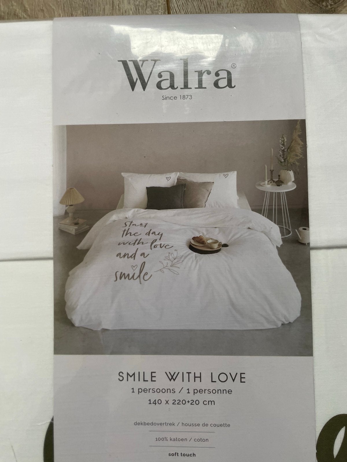 Walra Dekbedovertrek Smile With Love 1-persoons, Eenpersoons, Wit, Dekbedovertrek, Katoen