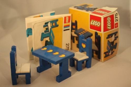 Vintage 1974 Lego Nr. 275 tafel met stoelen, doos en boekje, Lego, Ophalen of Verzenden, Zo goed als nieuw, Complete set