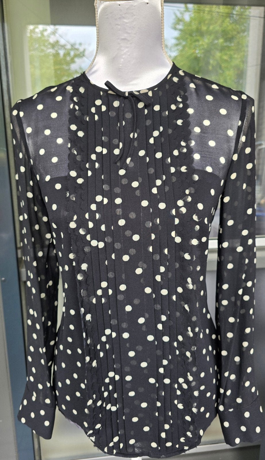 RED Valentino Zijden Stippen Blouse - Maat S (Zgan) TOP!, Verzenden, Red Valentino, Zwart, Zo goed als nieuw