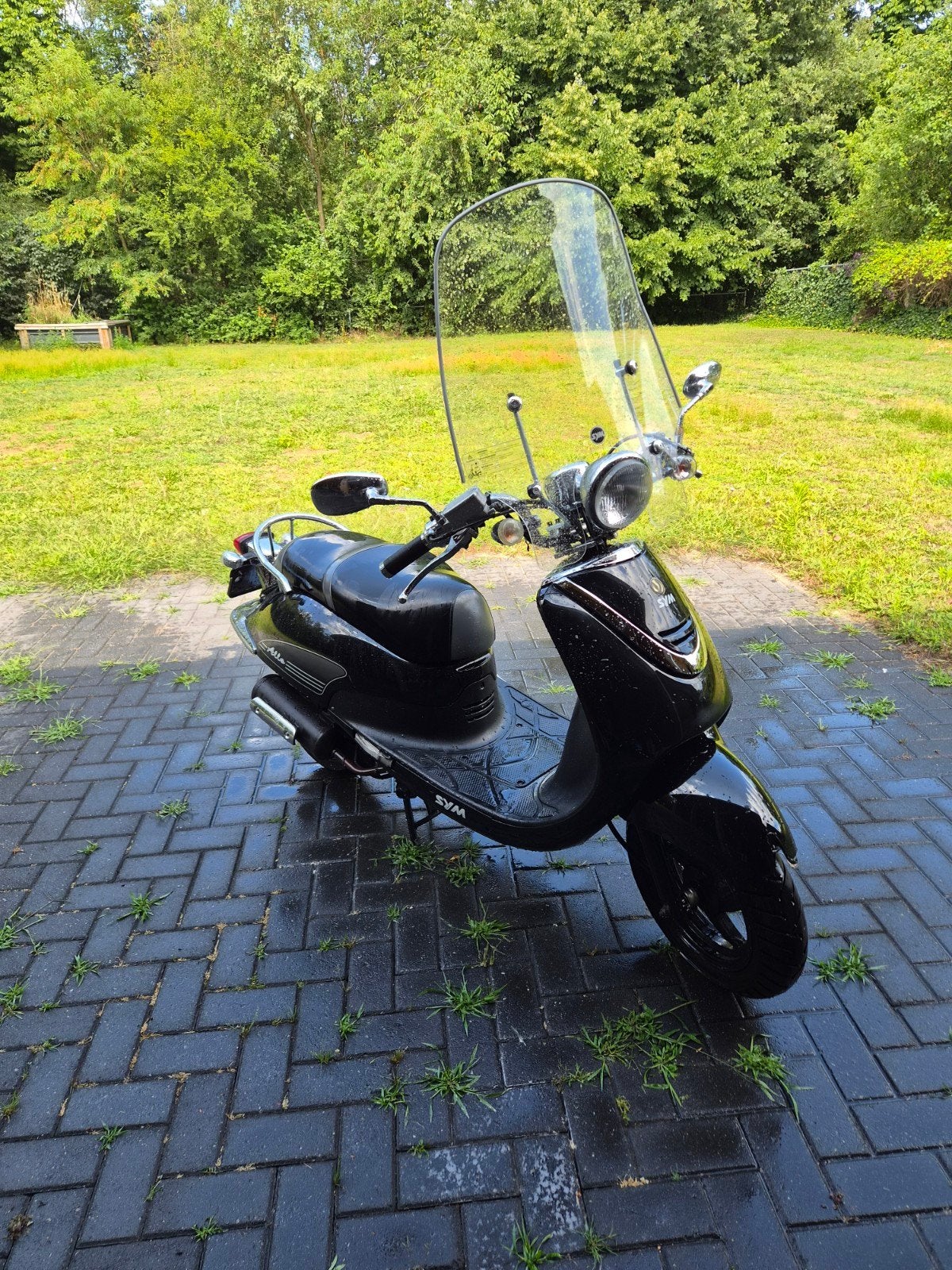 Nette Sym Allo bromscooter - Zwart, Ophalen, Gebruikt, Maximaal 45 km/u, Allo