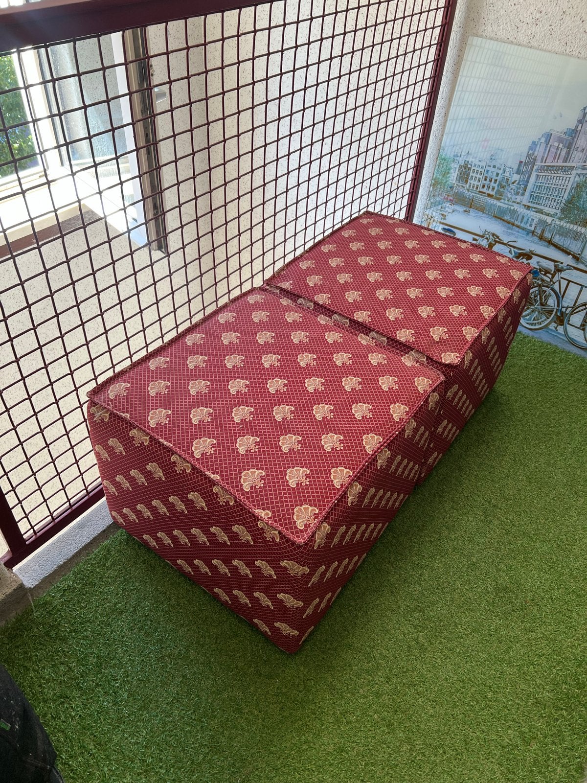 Vintage poefs / krukjes – 2 st. – unieke klassieke bekleding, Ophalen, Gebruikt, Vierkant, Minder dan 50 cm