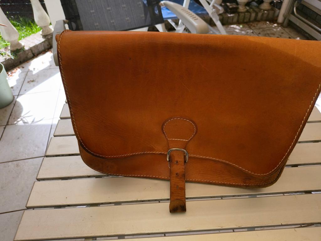 Leren tas, Ophalen, Bruin, Aktetas of Boekentas, Leer