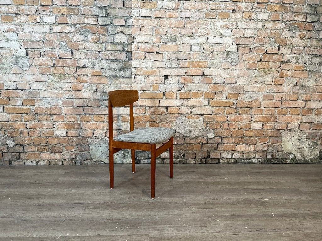 Vintage Deense Stoelen Set – Teak & Stof, Ophalen, Bruin, Design, Zo goed als nieuw