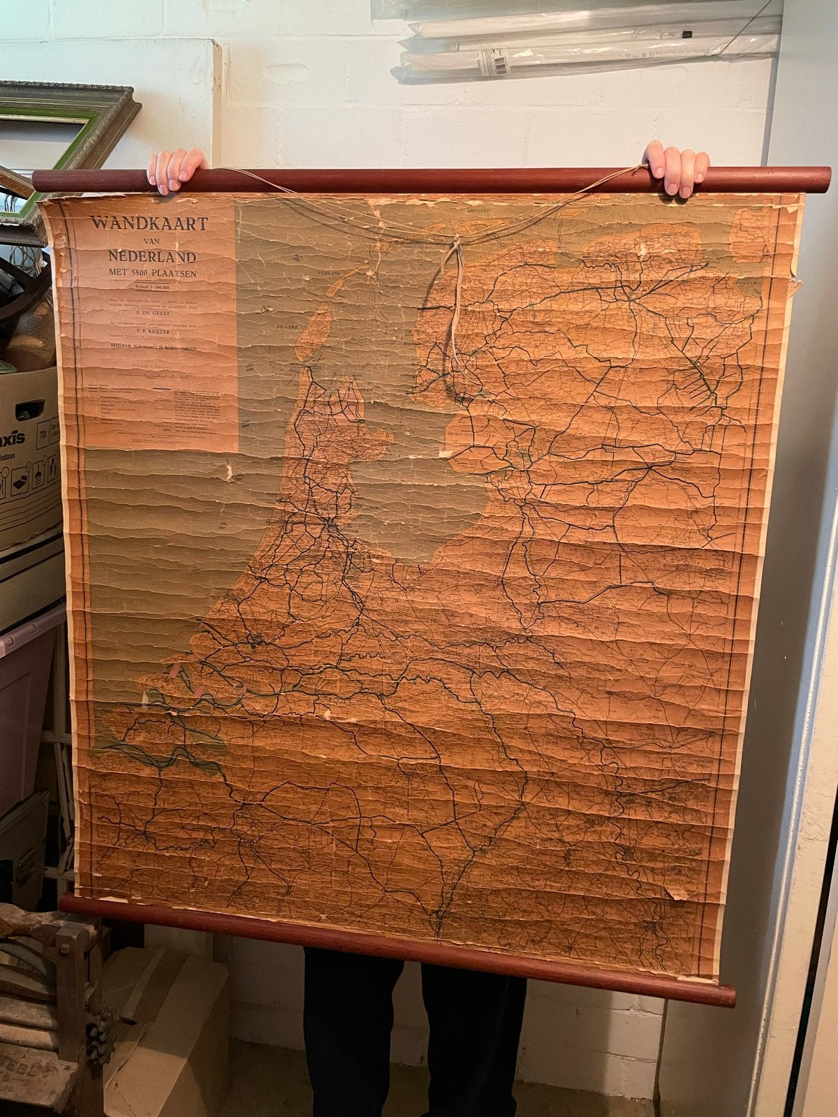 Antieke Wandkaart van Nederland - E. de Geest, Landkaart, 1800 tot 2000, Nederland, Ophalen