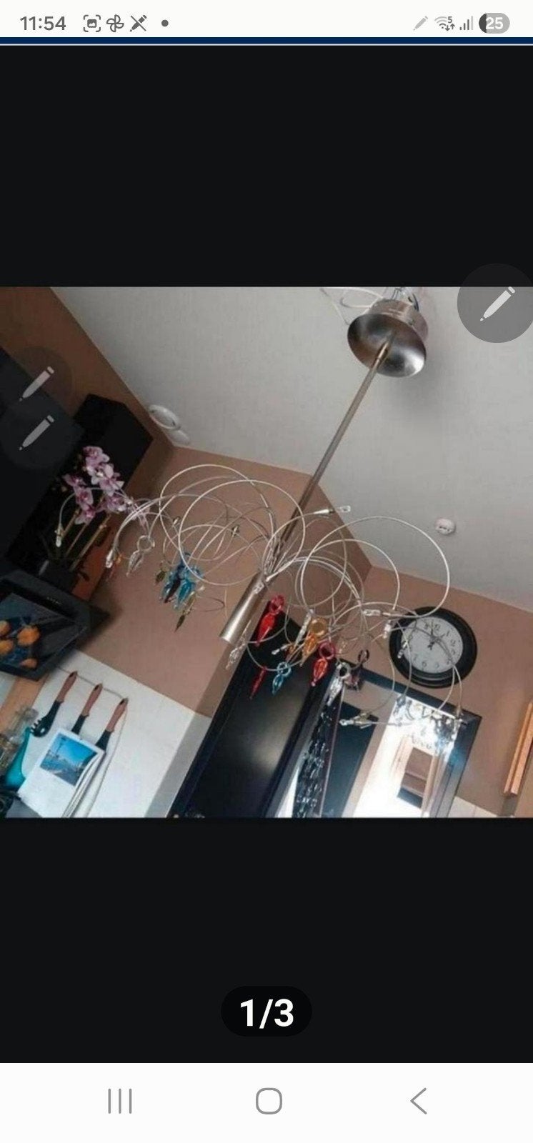 Design Hanglamp met gekleurde murano hangers, Ophalen, Zo goed als nieuw, Minder dan 50 cm