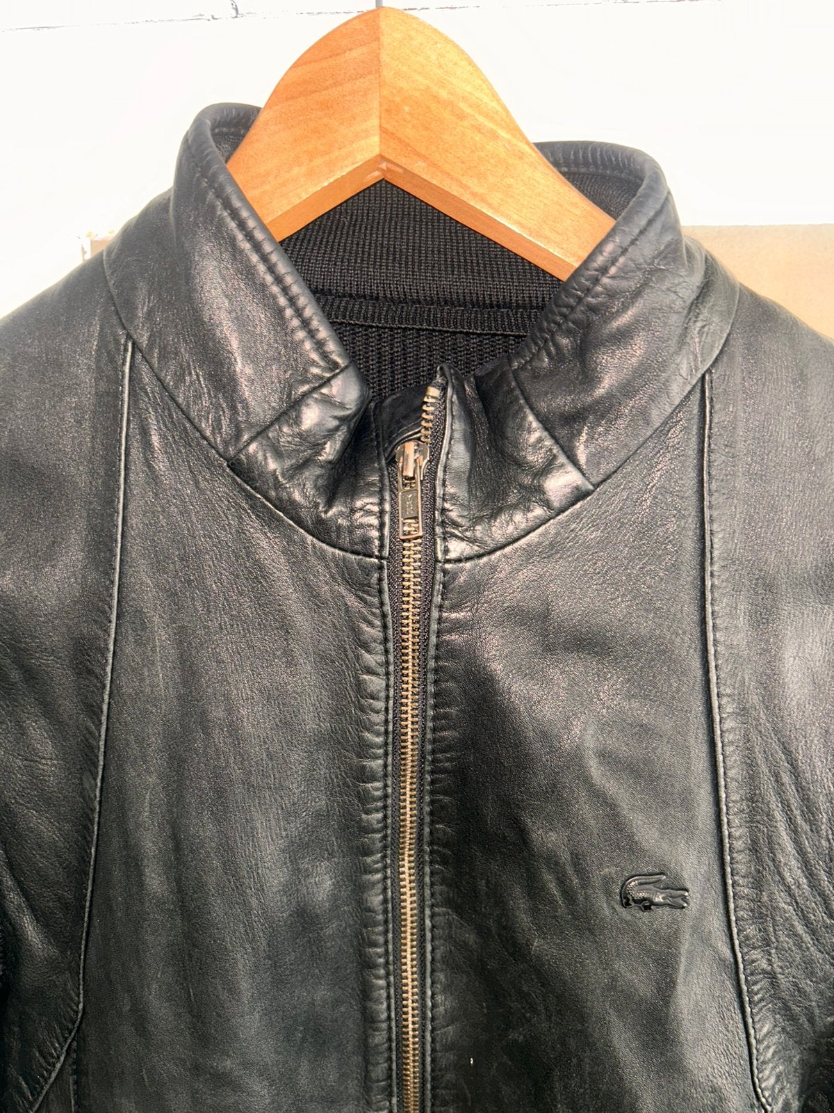 Lacoste leren jas met gebreide mouwen maat M, Ophalen of Verzenden, Zo goed als nieuw, Zwart