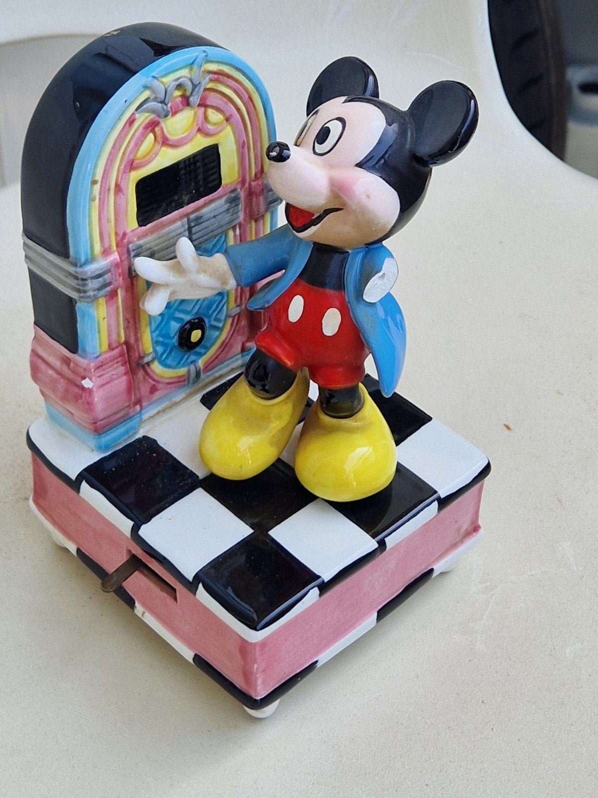 Mickey mouse Schmid  muziekdoos walt Disney Jukebox, Verzamelen, Ophalen of Verzenden, Mickey Mouse, Gebruikt, Beeldje of Figuurtje