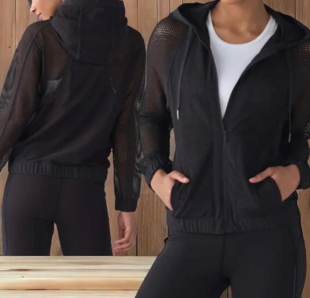lululemon  Zwart mesh sportjack , lululemon yoga, Zwart, Nieuw, Ophalen of Verzenden, Fitness of Aerobics