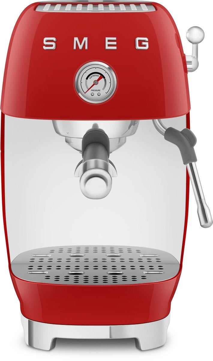 SMEG ECF03RDEU Espressomachine - Rood, Nieuw in doos, Afneembaar waterreservoir, Espresso apparaat, Nieuw, Gemalen koffie