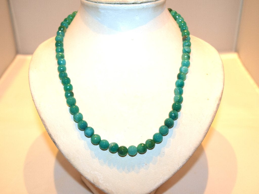 ketting van facetgeslepen groen agaat  50 cm lang, Sieraden, Tassen en Uiterlijk, Kettingen, Ophalen of Verzenden, Nieuw, Groen