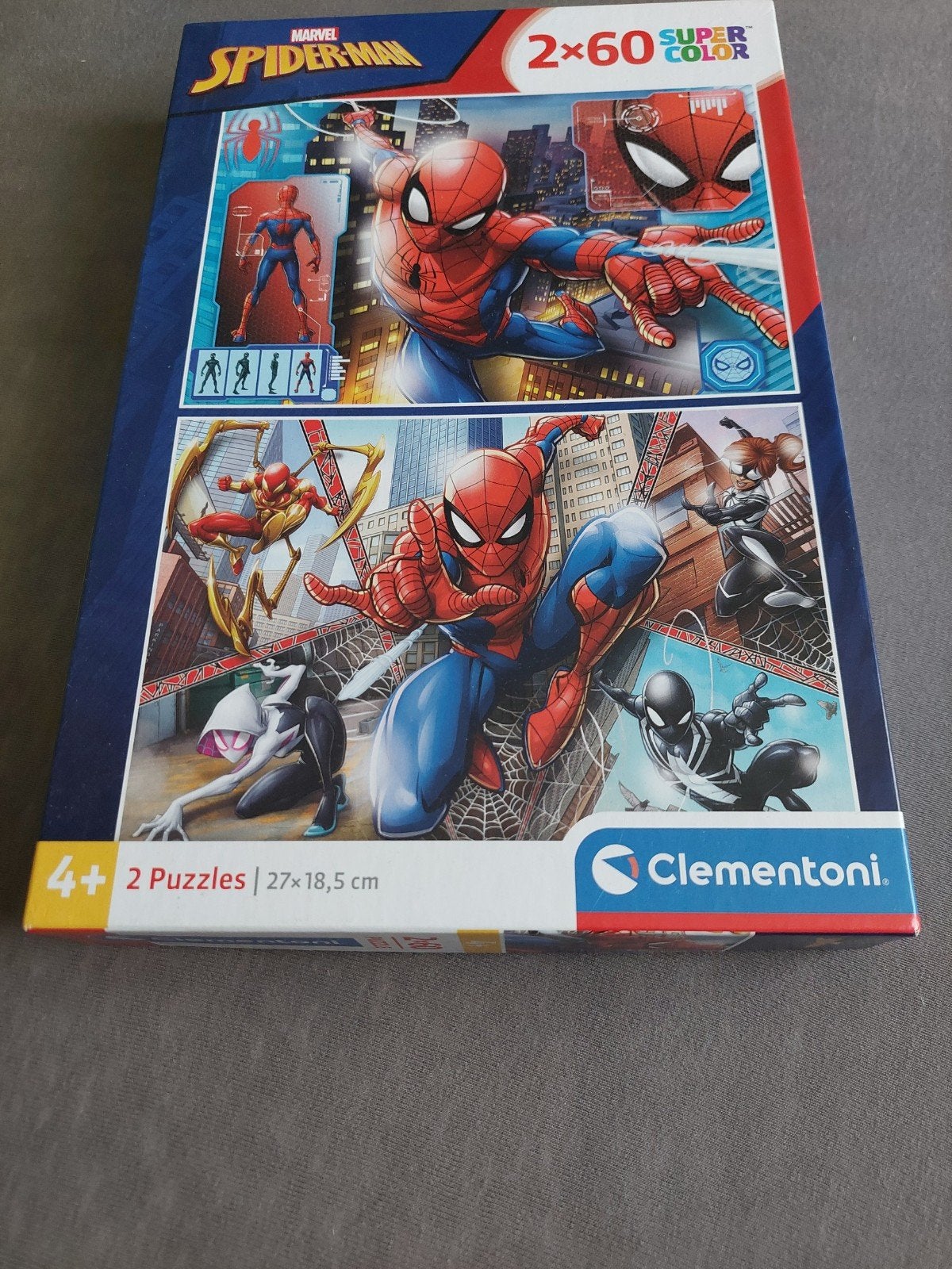 Marvel Spider-Man Puzzels 2x60 stukjes Clementoni, Ophalen of Verzenden, 10 tot 50 stukjes, Zo goed als nieuw, 4 tot 6 jaar