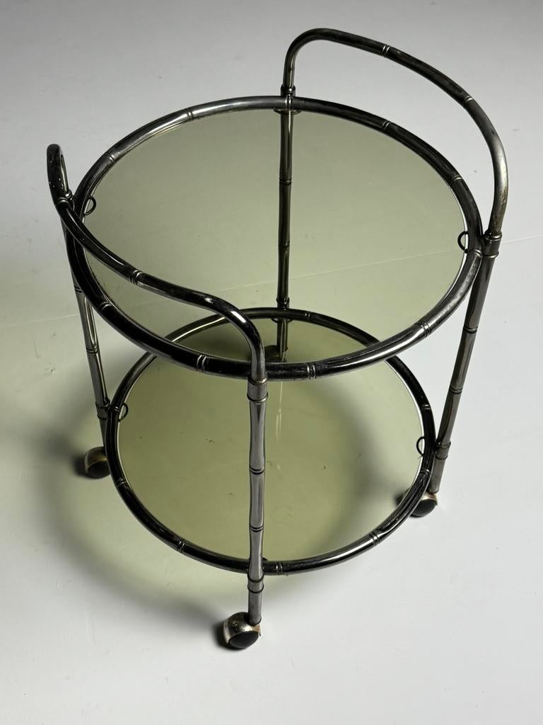Faux Bamboo chrome trolley antiek, Ophalen, Zo goed als nieuw