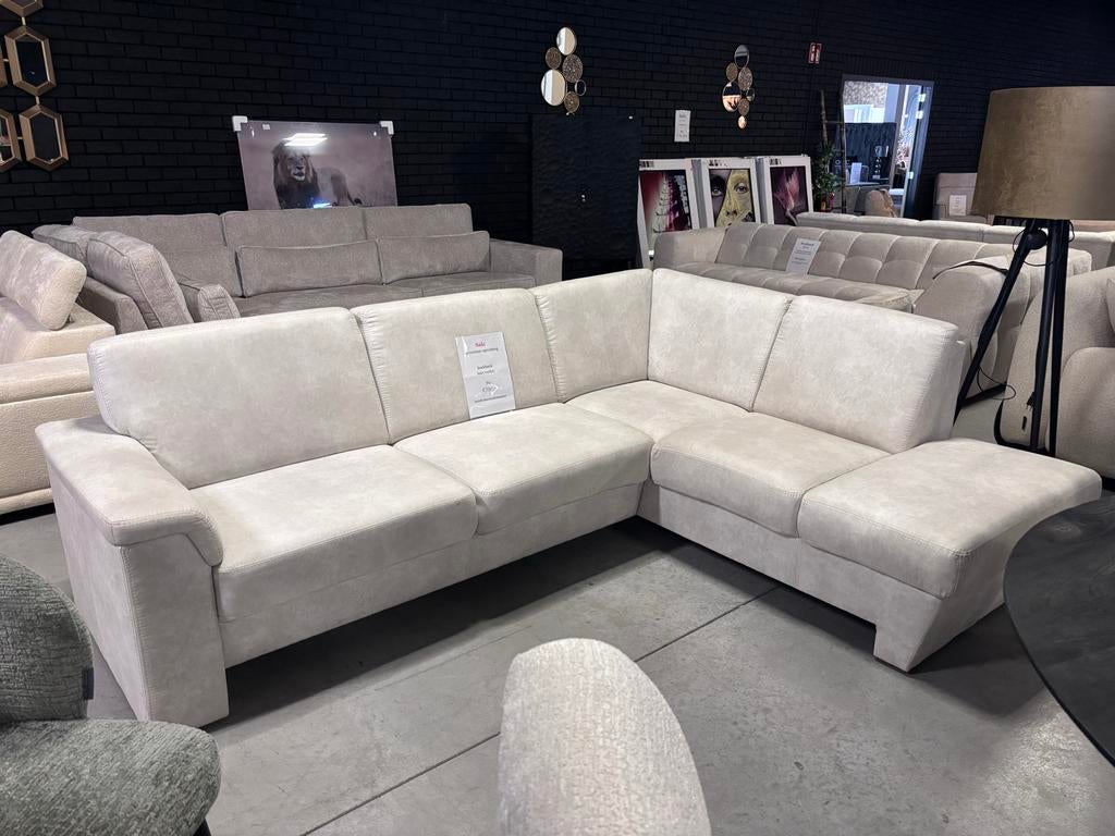 Hoekbank crème/wit - Showroommodel (260x200 cm), Huis en Inrichting, Banken | Bankstellen, Ophalen, Zo goed als nieuw, Stof