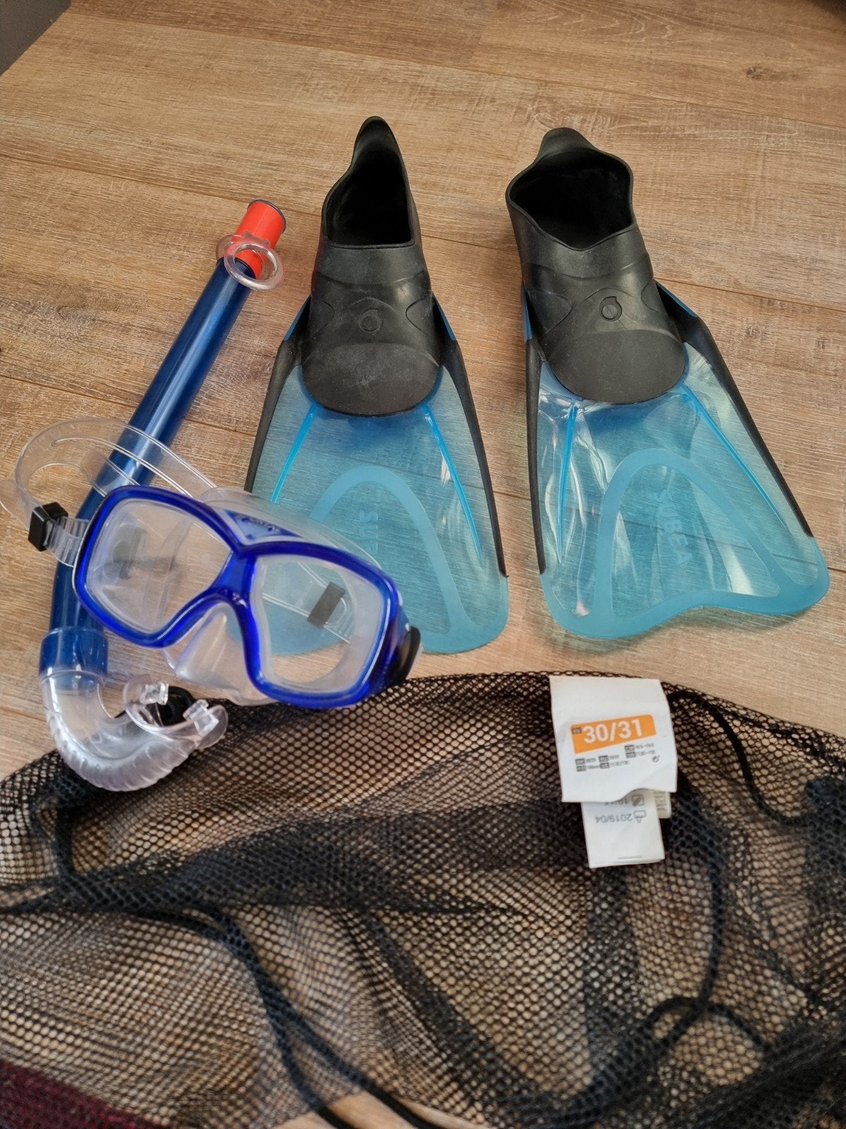 Duikset voor kinderen (vliezen, bril, snorkel) - Maat 30/31, Watersport en Boten, Ophalen of Verzenden