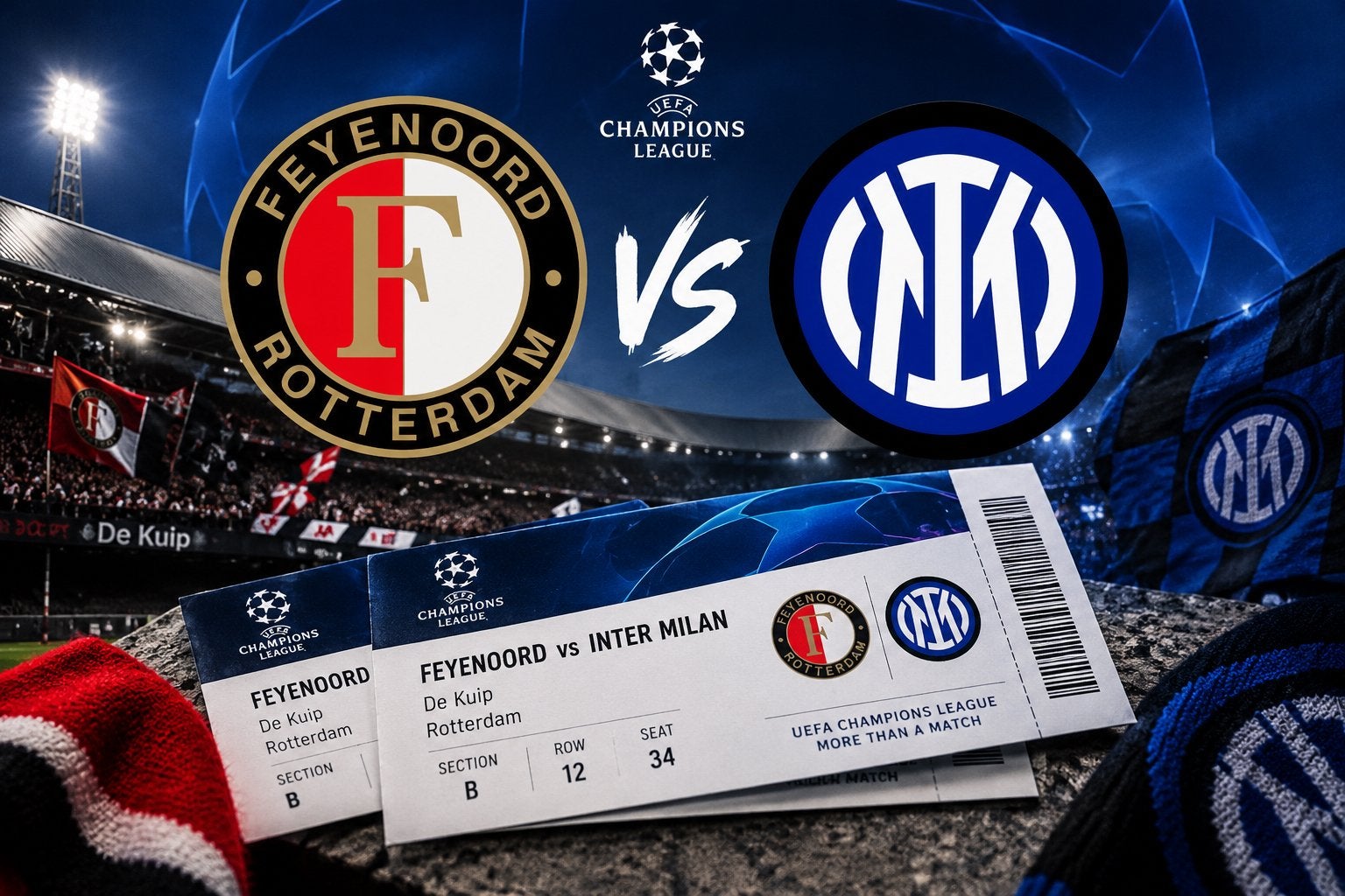 Feyenoord tickets champions leageu, Losse kaart, Eén persoon, November, Europa of Champions League