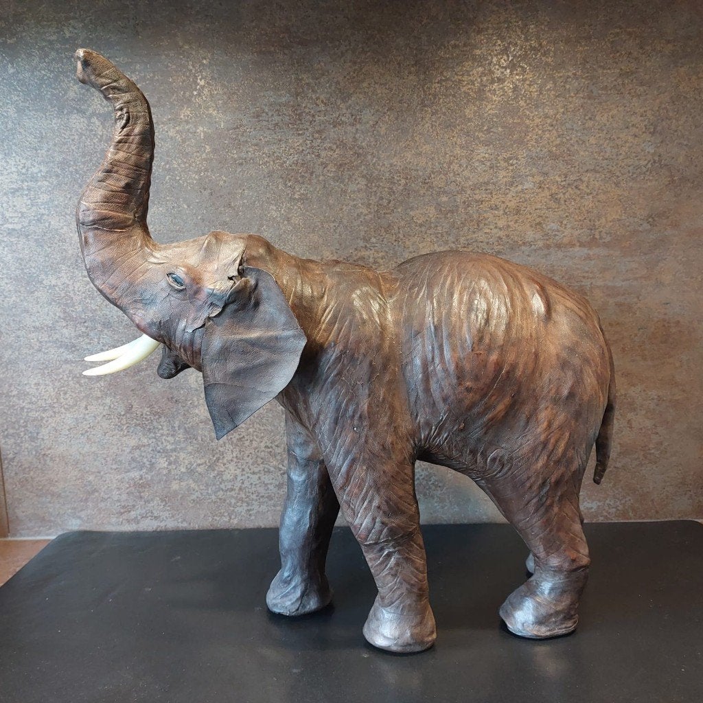 Grote vintage lederen olifant, Ophalen of Verzenden