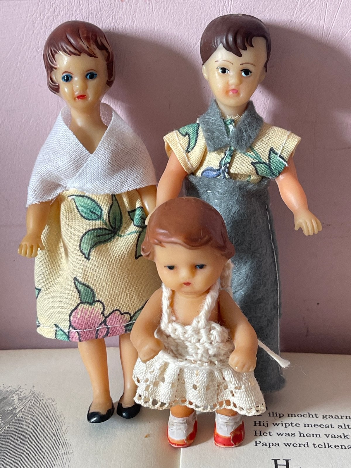 Vintage Ari poppenfamilie: moeder, vader en baby pop, Ophalen of Verzenden, Gebruikt, Pop