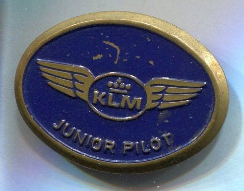 KLM Junior pilot koper/blik broche ( V_241), Verzenden, Nieuw, Transport, Speldje of Pin