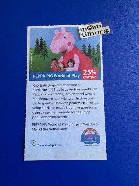 PEPPA PIG World of Play 25% korting tot 1-7-2027, Drie personen of meer, Kortingsbon, Overige typen