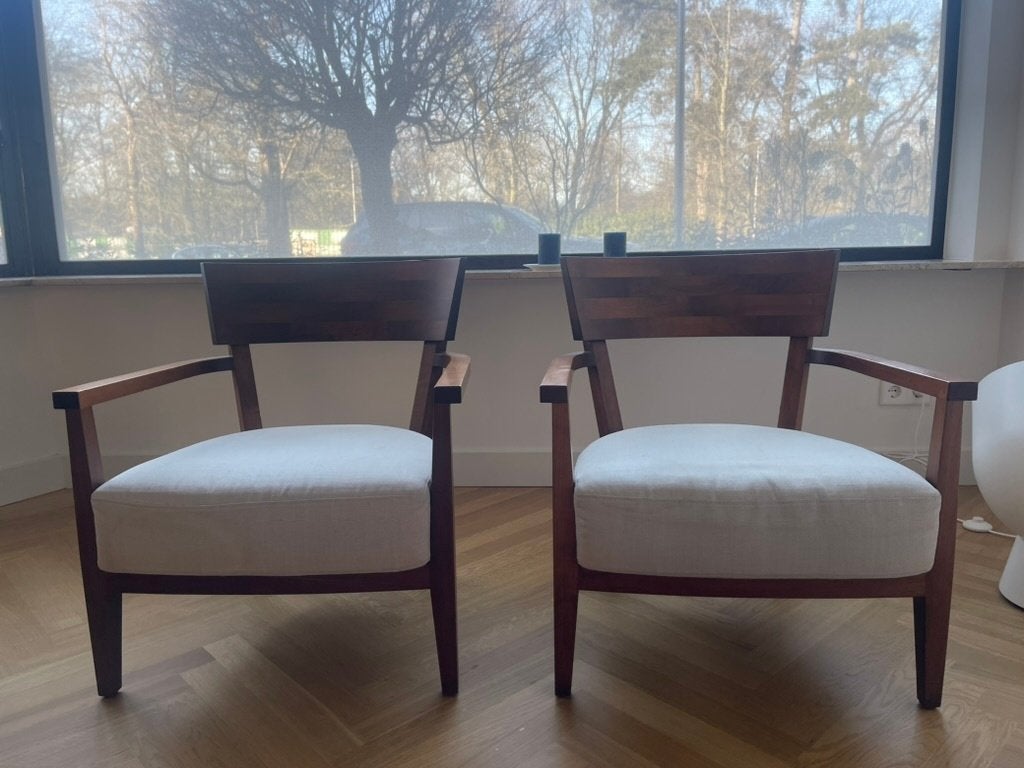 Flexform Fauteuil - Walnoot, Huis en Inrichting, Ophalen, Hout, Gebruikt, Minder dan 75 cm