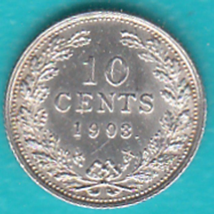 Nederland 10 cent 1903 Wilhelmina zilver, Sch. 885, Zilver, Ophalen of Verzenden, 10 cent, Koningin Wilhelmina