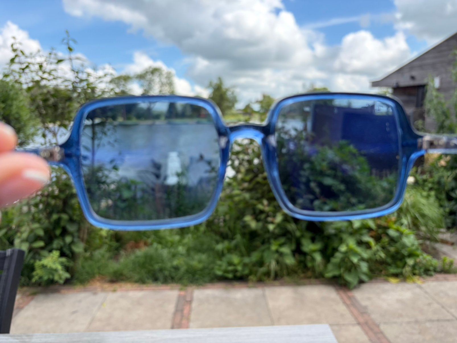 Ray-ban Square hippe ibiza style zonnebril z.g.a.n., Zonnebril, Blauw, Ophalen of Verzenden, Zo goed als nieuw