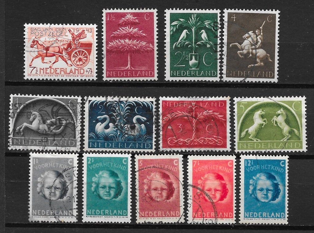 Zegels uit 1943 t/m 1945 gebruikt cw 15,50, Ophalen of Verzenden