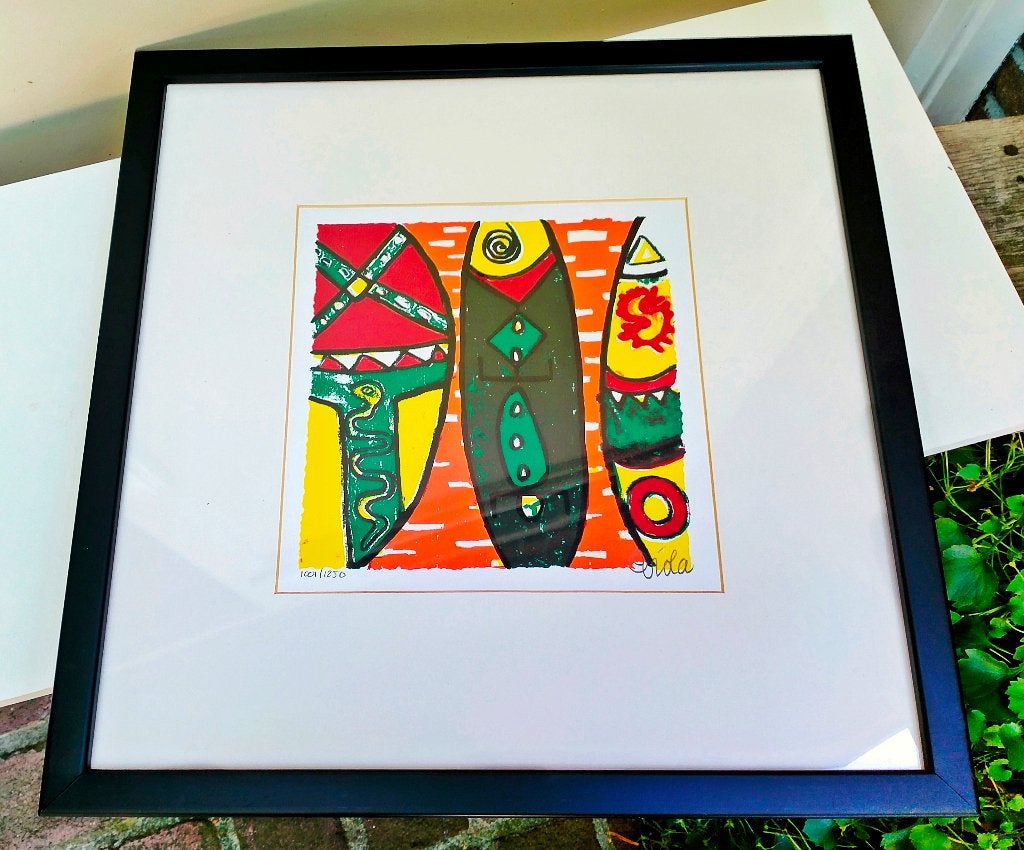 Viola Holt Kunstwerk / Schilderij - Zeefdruk in Lijst, Antiek en Kunst, Kunst | Litho's en Zeefdrukken, Ophalen of Verzenden, Zeefdruk