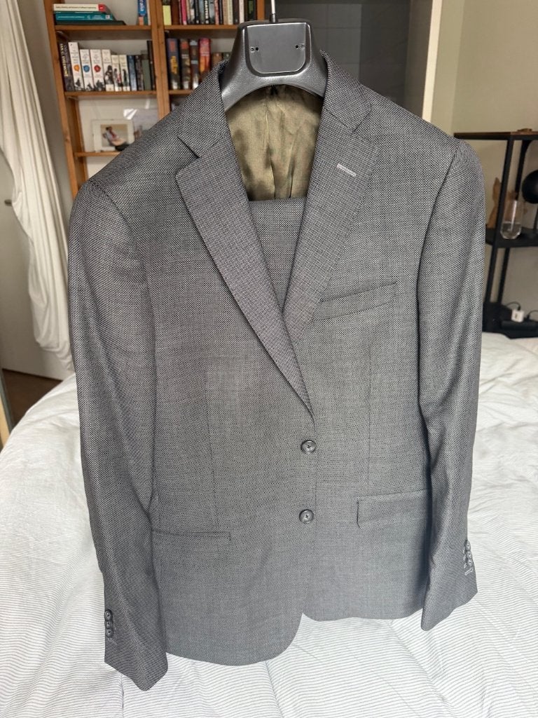 Heren Pak Nils Slim Fit (Oslo) Maat 48 Donkergrijs, Ophalen of Verzenden, Zo goed als nieuw, Maat 48/50 (M), Grijs