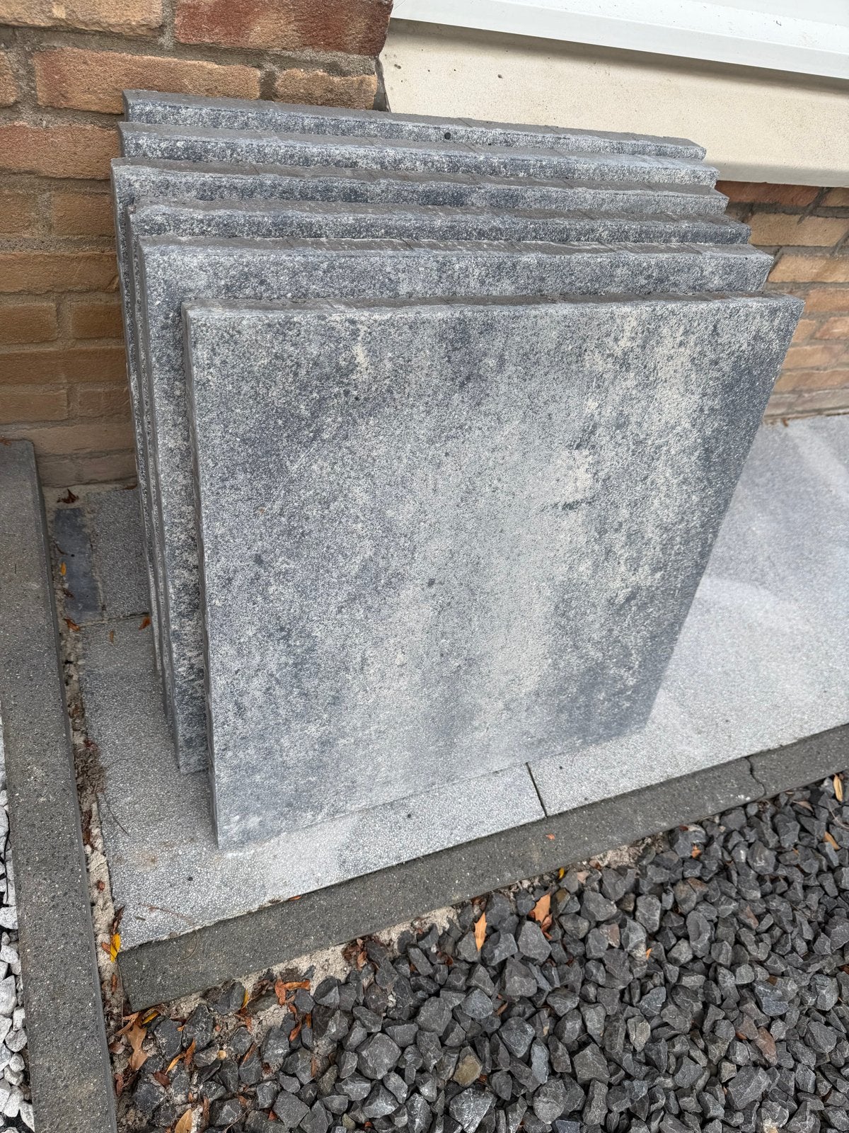 6 nieuwe terrastegels – grijs natuursteenlook 60x60cm, Gebruikt, Ophalen of Verzenden, Minder dan 5 m², Beton