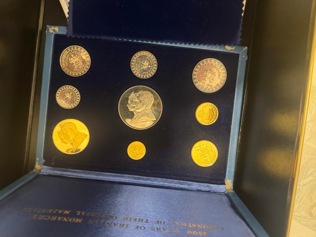 Goud iran munten shah in box met certificaat 22 karaat 900, Ophalen, Overige landen, Overige waardes, Goud