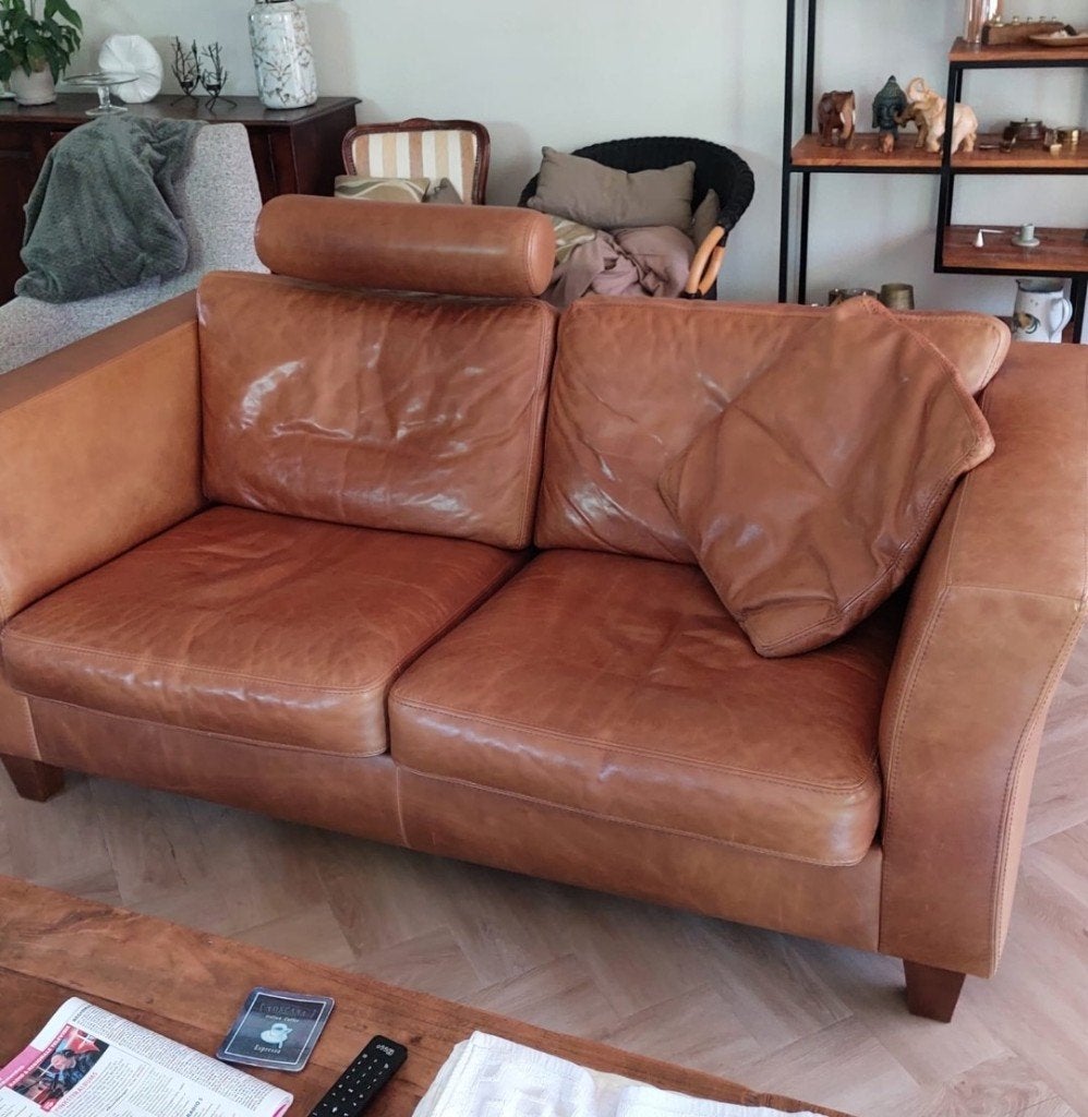 lederen bank, Huis en Inrichting, Ophalen, Gebruikt, Klassiek, 150 tot 200 cm