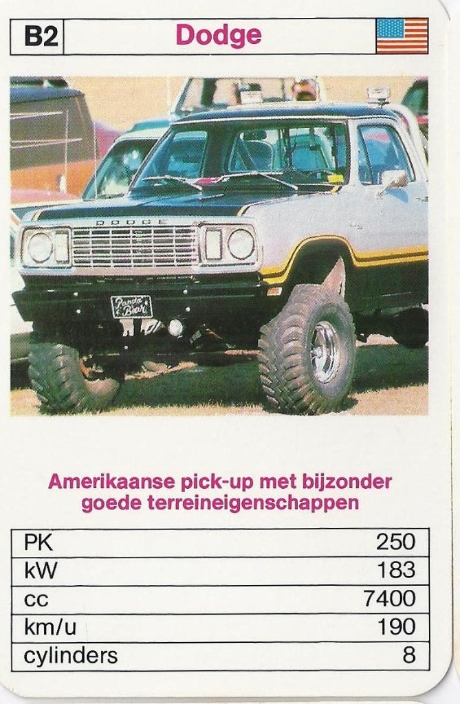 W1918 autokaartje b2 dodge pick - up, Ophalen of Verzenden, Zo goed als nieuw, Auto's