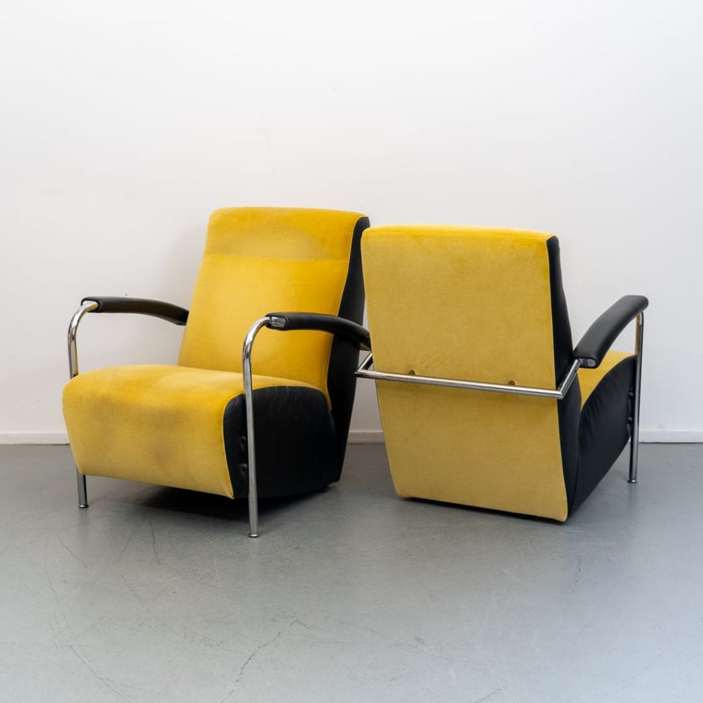 Leolux Scylla Hoog Fauteuil Geel/Zwart Stof, Huis en Inrichting, Fauteuils, Niet ingevuld, Nieuw, Niet ingevuld, Niet ingevuld