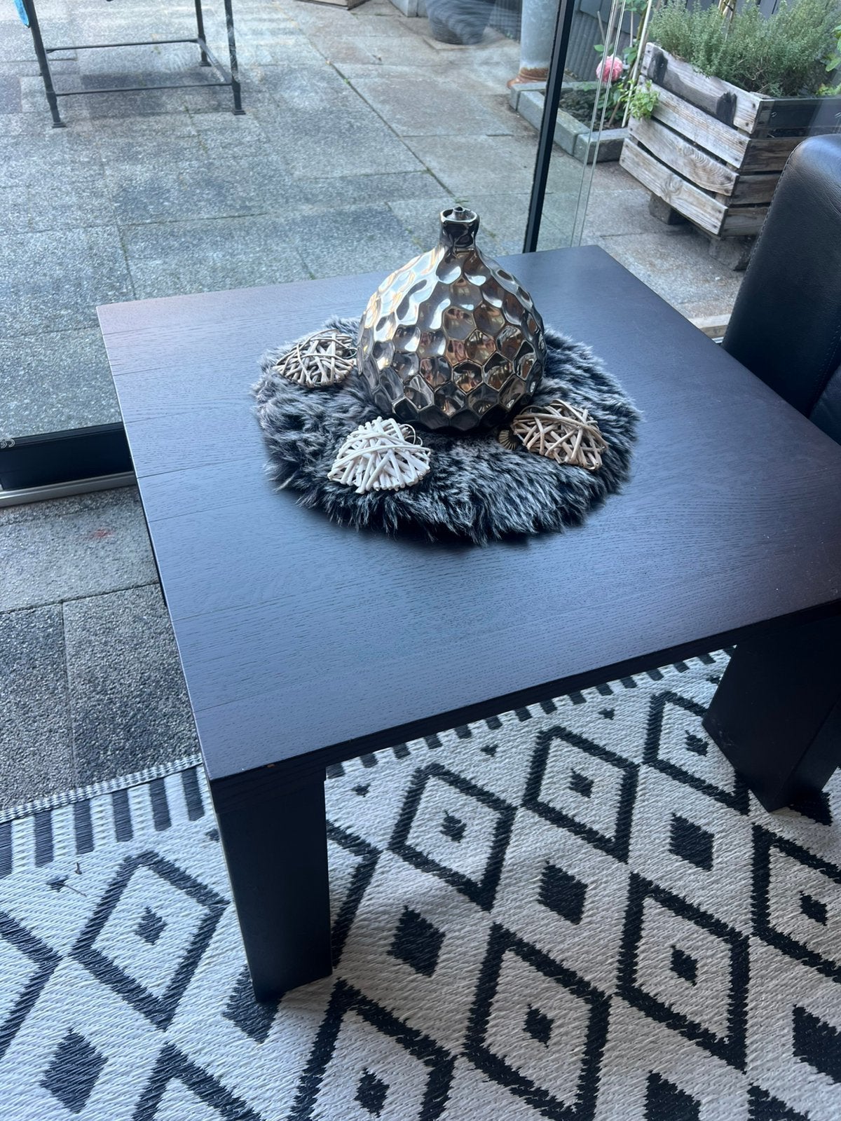 Salon tafel / hoektafel 70x70 donkerbruin, Huis en Inrichting, Tafels | Salontafels, Ophalen, Gebruikt, 100 tot 150 cm, 50 tot 100 cm