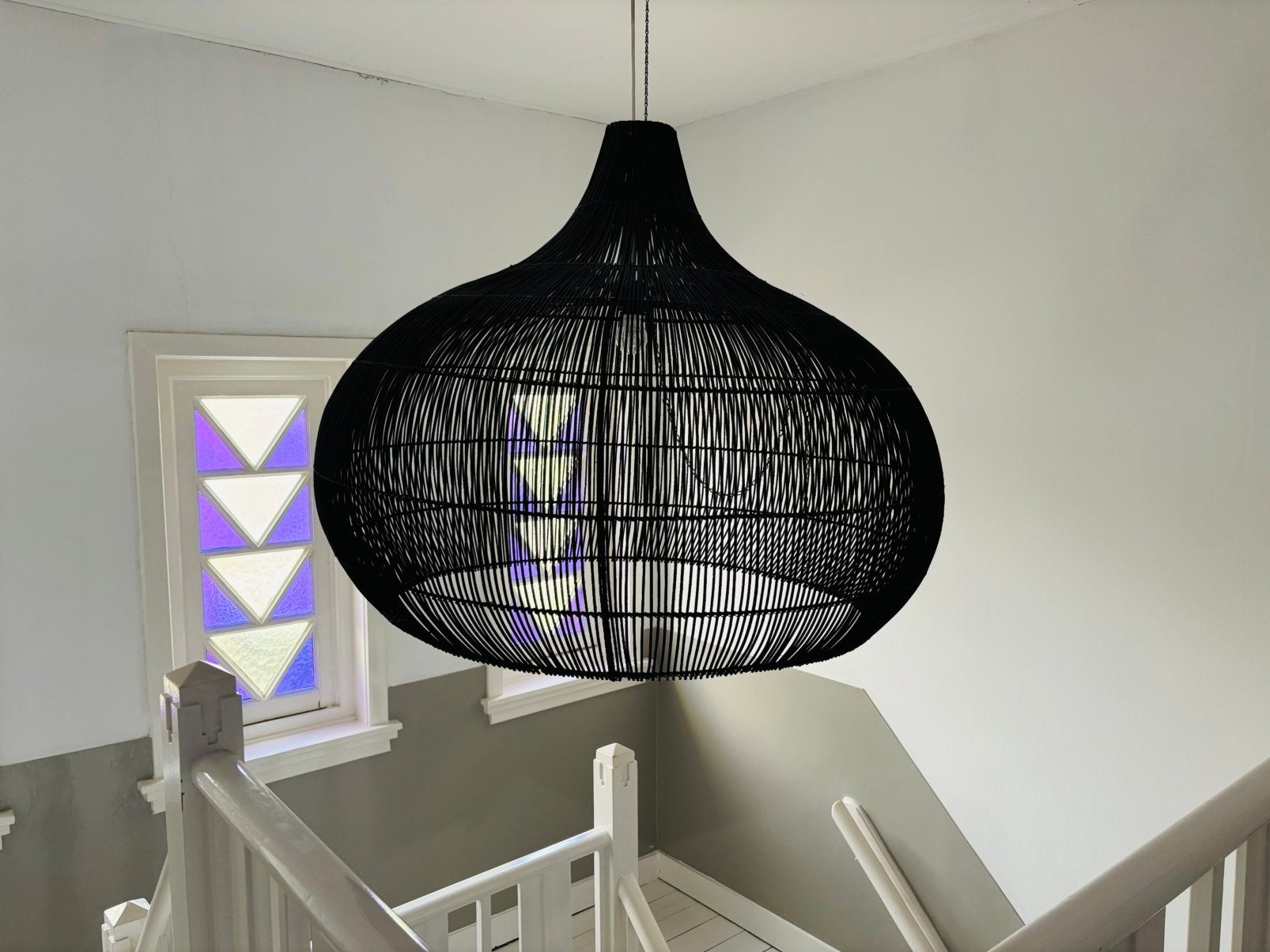 Grote rieten hanglamp, Ophalen of Verzenden, Zo goed als nieuw, Overige materialen